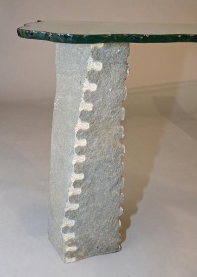 Stone and Free Edge Glass Console 1970s