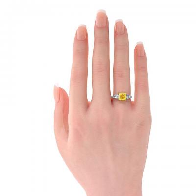 3 01ct Cushion Cut VVS2 Clarity Three Stone Diamond Engagement Ring