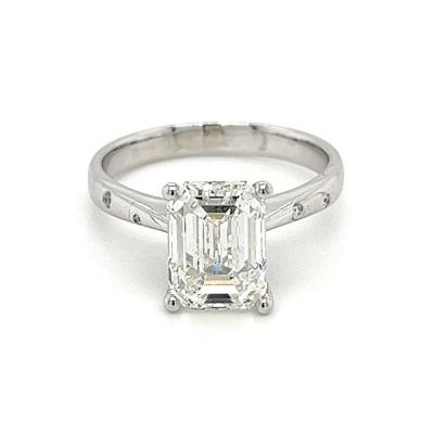 3 07 Carat Emerald Cut F VS1 Lab Grown Diamond Engagement Ring