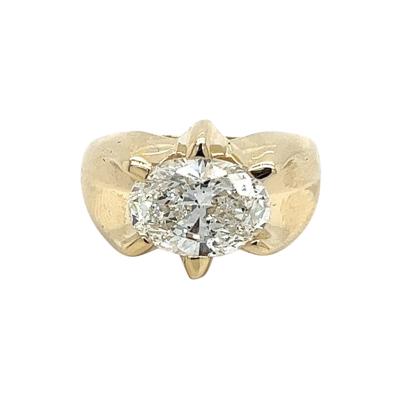 3 20 carat Oval Cut Lab Grown CVD Diamond Solitaire Mens Ring in 14K Gold