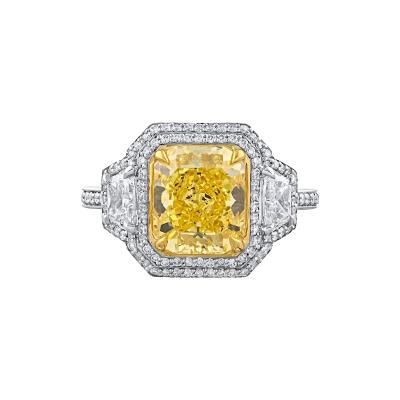 3 26ct Fancy Vivid Yellow Even Internally Flawless Radiant Cut Diamond Ring