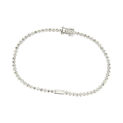 3 4 Carat Baguette Round Diamond Bezel Set 14K White Gold Tennis Bracelet