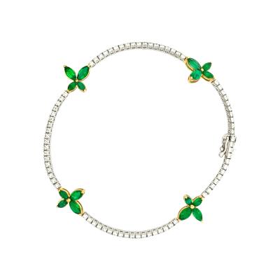 3 5 Carat Emerald Butterfly and Diamond Charm Tennis Bracelet