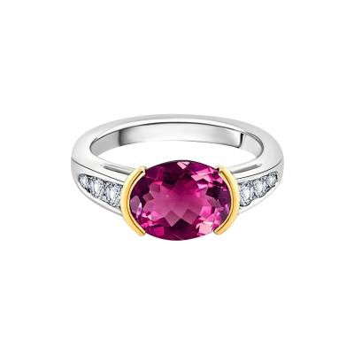 3 50 Carat Oval Cut Rubellite Tourmaline East West Ring