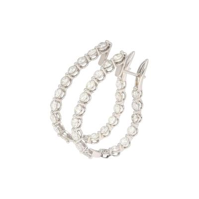 3 72 Carat Diamond Full Eternity Hoop Earrings in 18k White Gold