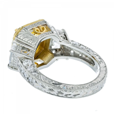 3 CARAT RADIANT CUT DIAMOND FANCY INTENSE YELLOW GIA RING