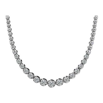 3 Carat Diamond Riviera Graduated Tennis Necklace in 18k White Gold Platinum