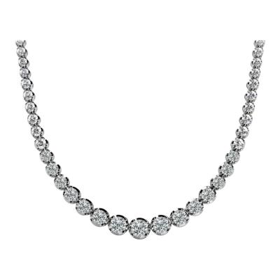 3 Carat Round Diamond Platinum Graduated Tennis Necklace