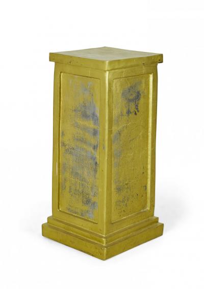3 Contemporary Gold Painted Metal Square Pedestals