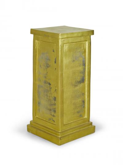 3 Contemporary Gold Painted Metal Square Pedestals
