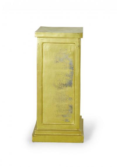 3 Contemporary Gold Painted Metal Square Pedestals