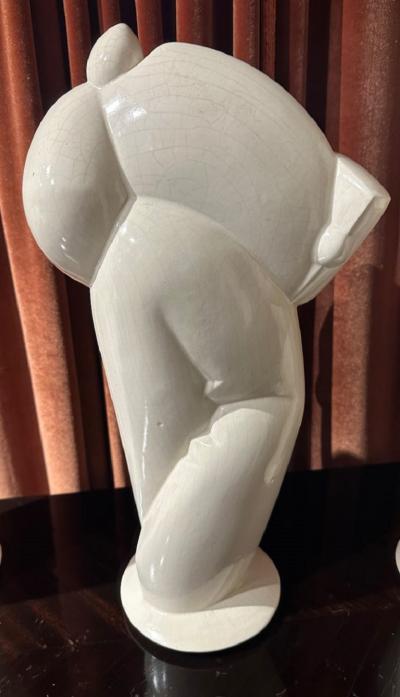 3 Cubist Art Deco Style Musicians Large Ceramic Sculptures