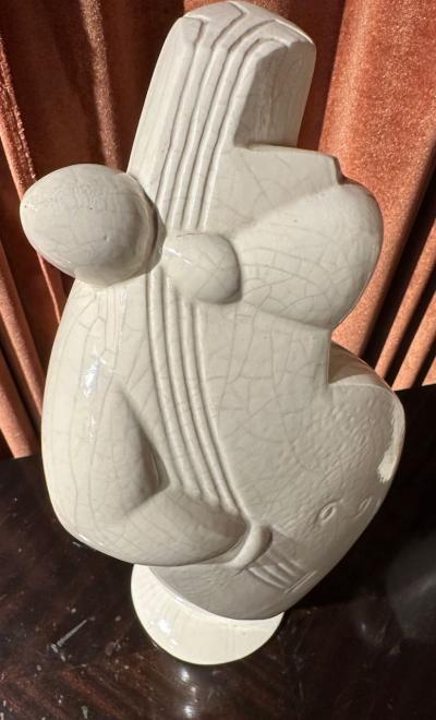 3 Cubist Art Deco Style Musicians Large Ceramic Sculptures