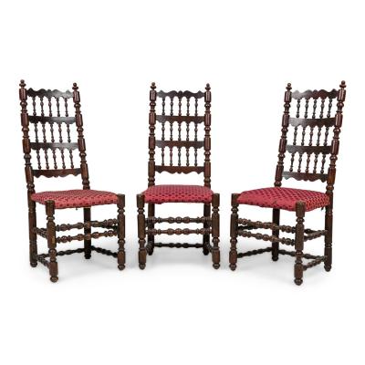 3 English Renaissance Walnut Side Chairs