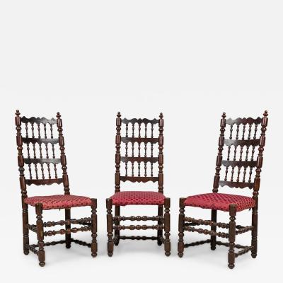 3 English Renaissance Walnut Side Chairs