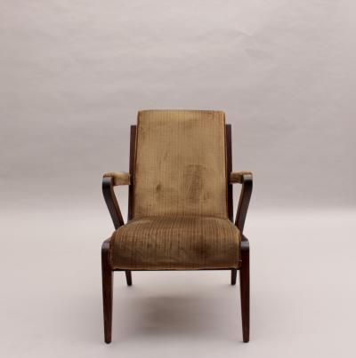 3 Fine French 1960s Mahogany Armchairs