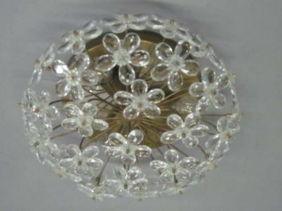 3 Italian Mid Century Modern Murano Glass Crystal Floral Flush Mount Fixtures