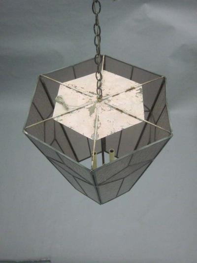 3 Italian Modern Neoclassical Leaded Rose Grey Glass Pendants Lanterns