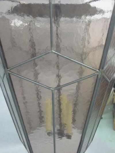 3 Italian Modern Neoclassical Leaded Rose Grey Glass Pendants Lanterns