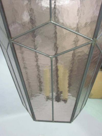 3 Italian Modern Neoclassical Leaded Rose Grey Glass Pendants Lanterns