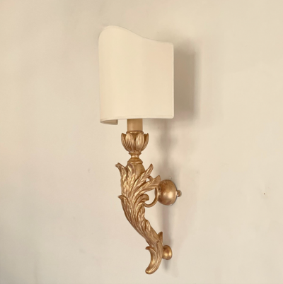 3 Pairs of Italian Neoclassical Giltwood Large Wall Lights with Shades