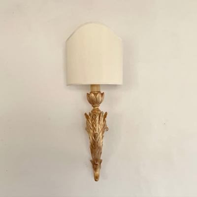 3 Pairs of Italian Neoclassical Giltwood Large Wall Lights with Shades