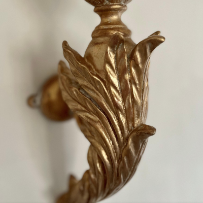 3 Pairs of Italian Neoclassical Giltwood Large Wall Lights with Shades