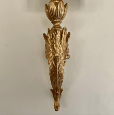 3 Pairs of Italian Neoclassical Giltwood Large Wall Lights with Shades