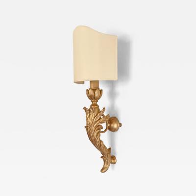 3 Pairs of Italian Neoclassical Giltwood Large Wall Lights with Shades
