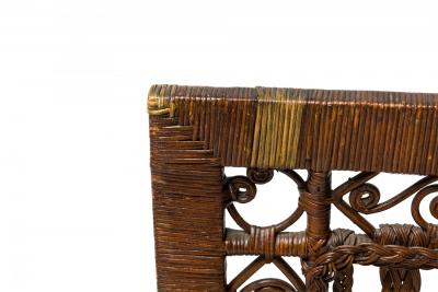 3 Piece American Victorian Braided Wicker Scroll and Lattice Design Seating Set