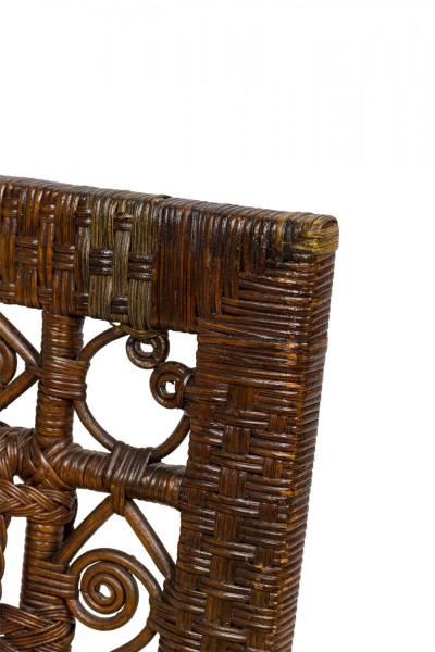 3 Piece American Victorian Braided Wicker Scroll and Lattice Design Seating Set