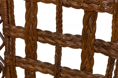 3 Piece American Victorian Braided Wicker Scroll and Lattice Design Seating Set