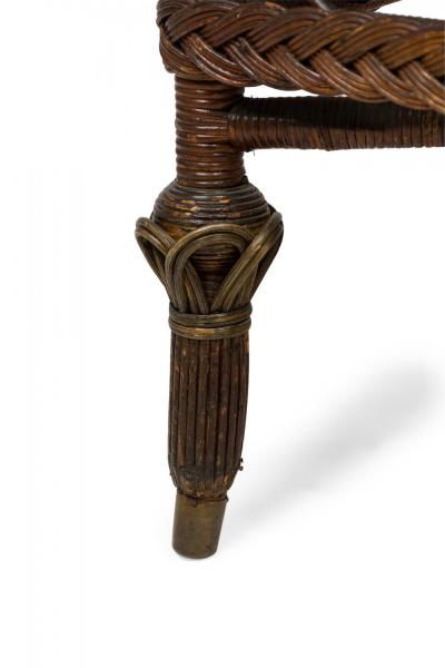 3 Piece American Victorian Braided Wicker Scroll and Lattice Design Seating Set