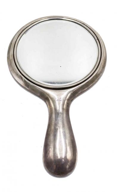 3 Piece American Victorian Hammered Silver Brush and Mirror Set