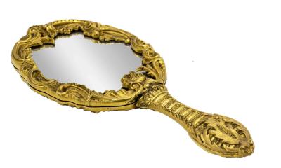 3 Piece French Louis XV Bronze Dore Mirror and Brush Set