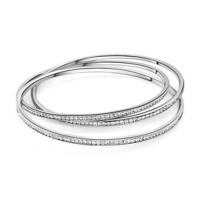 3 Piece Interlocking 7 Carat Diamond Bangle Bracelet in 18k White Gold