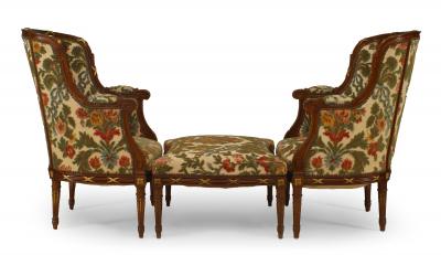 3 Piece Set of French Louis XVI Velvet Berg res