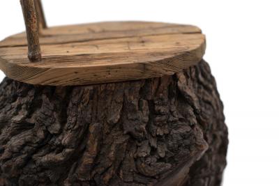 3 Rustic Continental Tree Trunk Side Chairs