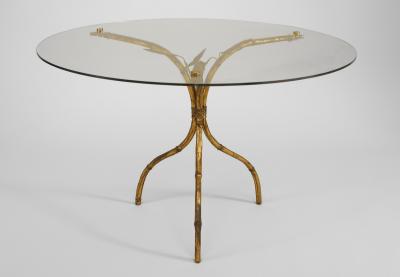 3 Similar Faux Bamboo 1940s Style Gilt Metal Coffee Table