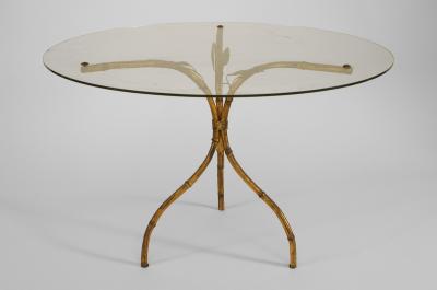 3 Similar Faux Bamboo 1940s style gilt metal coffee tables