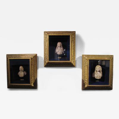 3 Very Rare Fine Carved Wax Portraits Showing 3 Historical Important Persons