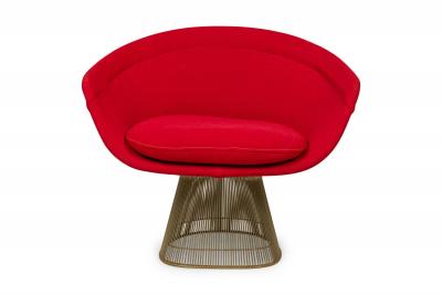 3 Warren Platner for Knoll International Mid Century Steel and Red Upholstery Lo