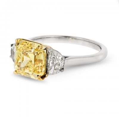 3 carat Emerald Cut Diamond GIA Three Stone Diamond Engagement Ring