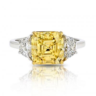 3 carat Emerald Cut Diamond GIA Three Stone Diamond Engagement Ring