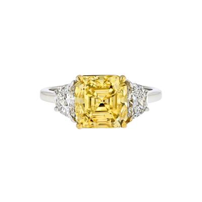 3 carat Emerald Cut Diamond GIA Three Stone Diamond Engagement Ring