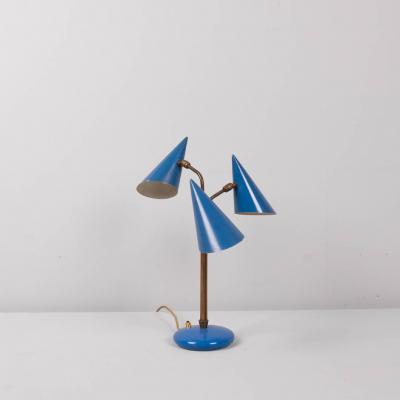 3 cone blue table lamp Italy 1950s