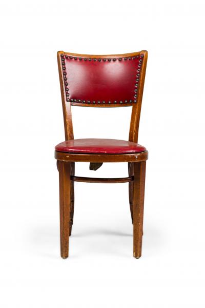 30 Italian Mid Century Red Vinyl Dining Side Chairs