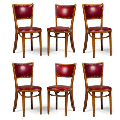 30 Italian Mid Century Red Vinyl Dining Side Chairs