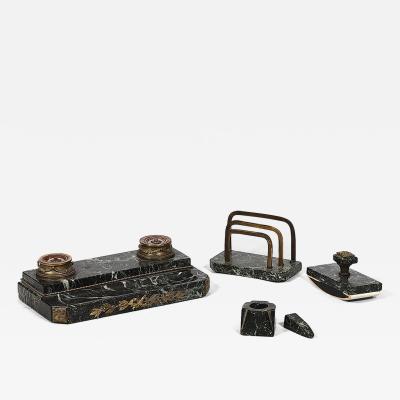 3040 19th Century Bronze and Marble Writing Desk Set