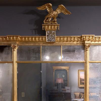 3068 Early 19th Century American Federal Gilt Overmantel Mirror